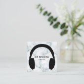 DJ hoofdtelefoon op marmer Vierkante Visitekaartje (Staand voorkant)