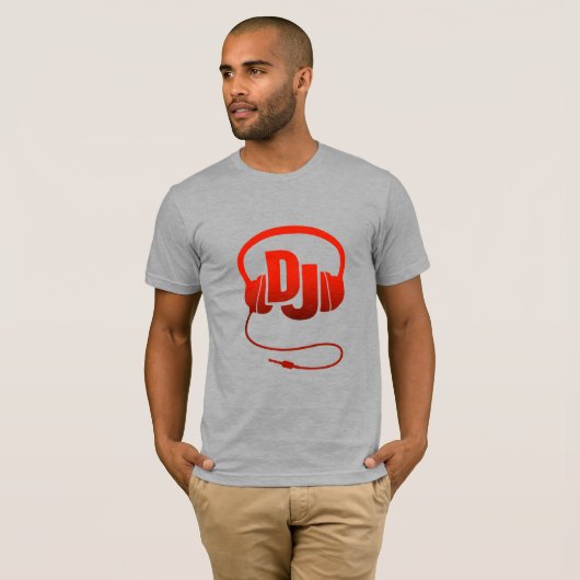 DJ hoofdtelefoon rood T-shirt (Voorkant volledig)