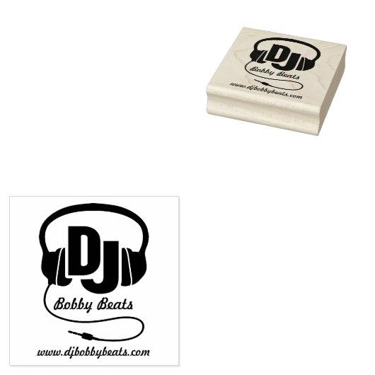 DJ-hoofdtelefoon zakelijke naam details stempel (Gestempeld)