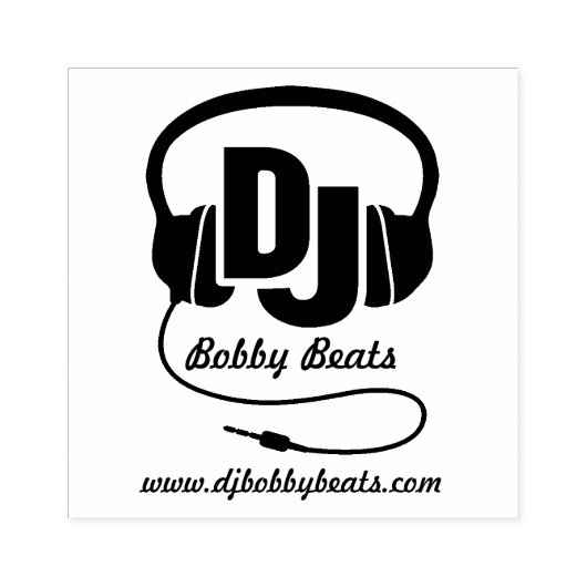 DJ-hoofdtelefoon zakelijke naam details stempel (Afrduk)