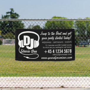 DJ hoofdtelefoon zwart wit promotie Spandoek