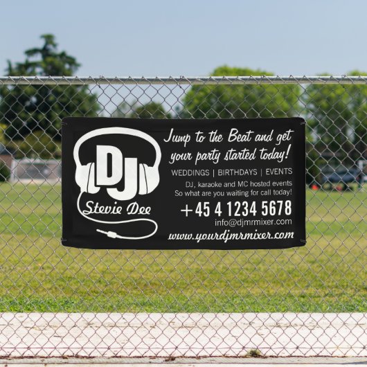 DJ hoofdtelefoon zwart wit promotie Spandoek (Insitu)