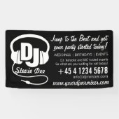 DJ hoofdtelefoon zwart wit promotie Spandoek (Horizontaal)