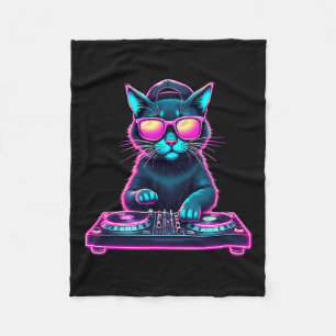 DJ House Cat Rainbow DJ Cat Kat Fleece Deken