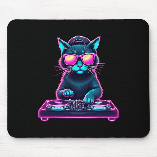 DJ House Cat Rainbow DJ Cat Kat Muismat (Voorkant)