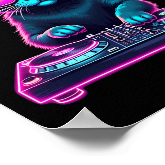 DJ House Cat Rainbow DJ Cat Kat Poster (Hoek)