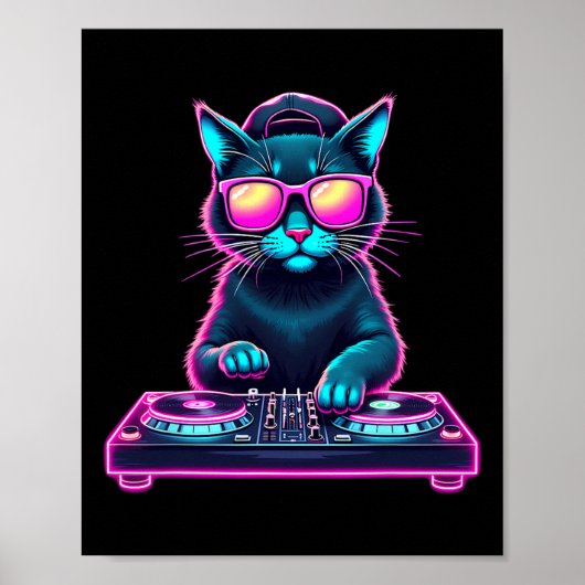 DJ House Cat Rainbow DJ Cat Kat Poster (Voorkant)