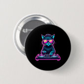 DJ House Cat Rainbow DJ Cat Kat Ronde Button 5,7 Cm (Voorkant /achterkant)