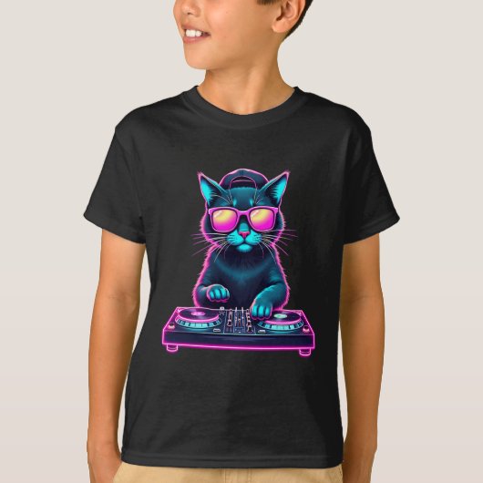 DJ House Cat Rainbow DJ Cat Kat T-shirt (Voorkant)