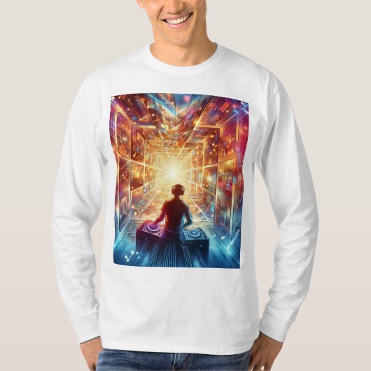 DJ in een Mirror Maze T-shirt (Voorkant)