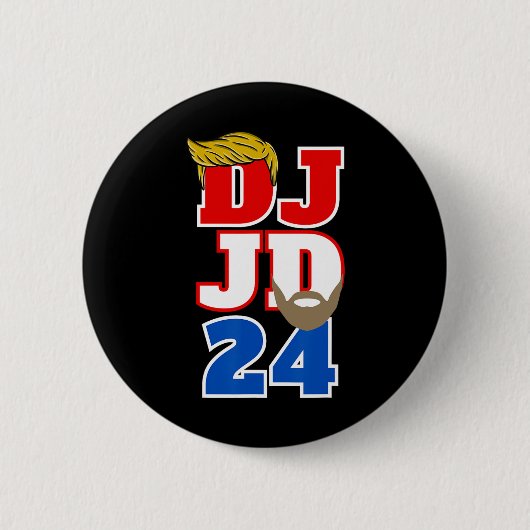 DJ JD 24 Trump Hair Vance Beard 2024 Republikeinse Ronde Button 5,7 Cm (Voorkant)