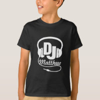 DJ jouw naam wit op zwart kinder T-shirt