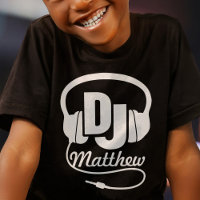 DJ jouw naam wit op zwart kinder T-shirt