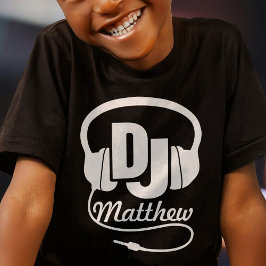 DJ jouw naam wit op zwart kinder T-shirt