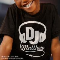 DJ jouw naam wit op zwarte kids t-shirt