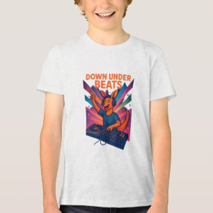 DJ Kangaroo Kleurrijke Muziek Illustratie Tri-Blend Shirt