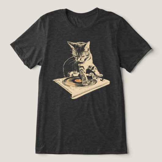 DJ Kat Draaitafel Vinylplaat Tri-Blend Shirt (Design voorkant)