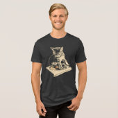 DJ Kat Draaitafel Vinylplaat Tri-Blend Shirt (Voorkant volledig)