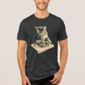 DJ Kat Draaitafel Vinylplaat Tri-Blend Shirt (Voorkant)