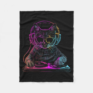 Dj Kat Edm Techno House Muziek Grappige Kattenlief Fleece Deken