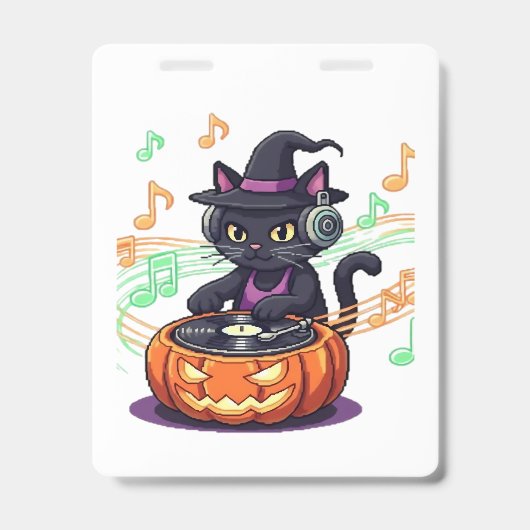Dj kat halloween oversized T-shirt Badge (Voorzijde)