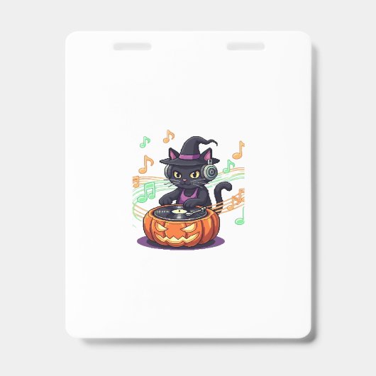 Dj kat halloween oversized T-shirt Badge (Voorzijde)