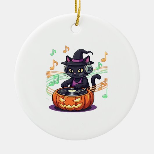 Dj kat halloween Oversized T-Shirt Keramisch Ornament (Voorkant)