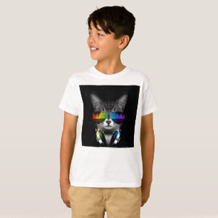 DJ-kat met zonnebrillen en koptelefoons T-shirt
