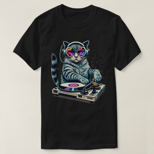 DJ Kat Mix Draaitafel  T-shirt (Design voorkant)