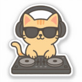 DJ Kat mixt nummers Sticker (Voorkant)