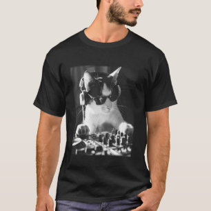 DJ Kat Muziek Kunst Lange Mouwen T-shirt