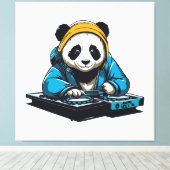 DJ Kawaii Panda Canvas Afdruk (Insitu (Houten vloer))