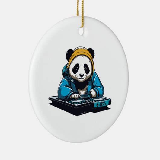 DJ Kawaii Panda Keramisch Ornament (Rechts)