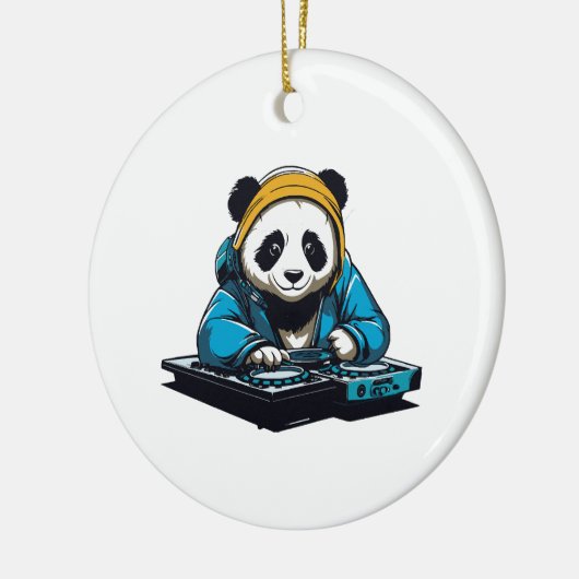 DJ Kawaii Panda Keramisch Ornament (Links)