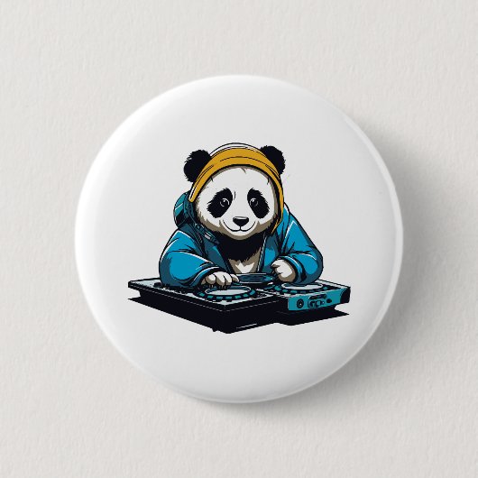 DJ Kawaii Panda Ronde Button 5,7 Cm (Voorkant)