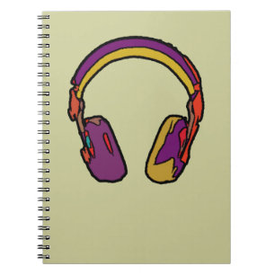 dj-kleurenhoofdtelefoon notitieboek