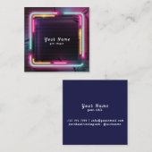 DJ Kleurrijke Neon Lights Vibrant - Opvallen Vierkante Visitekaartje (Voorkant / Achterkant)