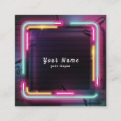 DJ Kleurrijke Neon Lights Vibrant - Opvallen Vierkante Visitekaartje (Voorkant)