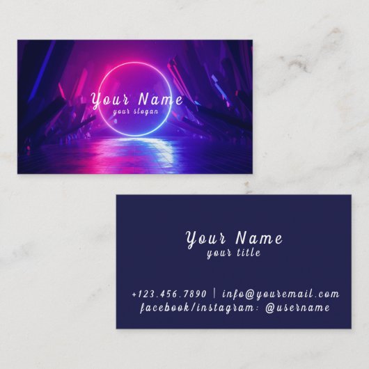 DJ Kleurrijke Neon Lights Vibrant - Opvallen Visitekaartje (Voorkant / Achterkant)