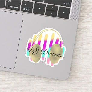 DJ Koptelefoon Geluidsgolven Muziek Sticker