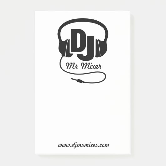 DJ-koptelefoon muziekaanvraag advertentie met noti Post-it® Notes (Voorkant)