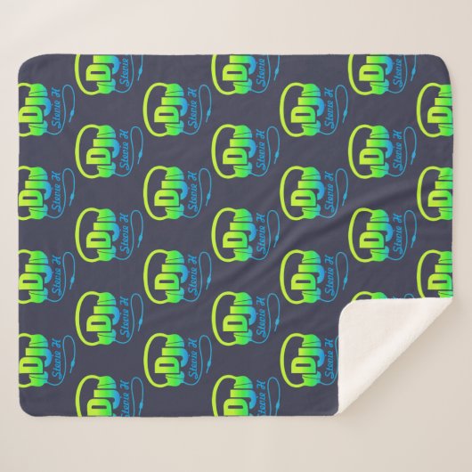 DJ-koptelefoons, aangepaste naam blauwe groene muz Sherpa Deken (Voorkant (horizontaal))