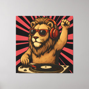 DJ Leeuw – Koele Retro Stijl Muziek Kunst Canvas Afdruk