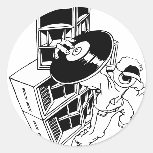 DJ & luidsprekers Ronde Sticker (Voorkant)