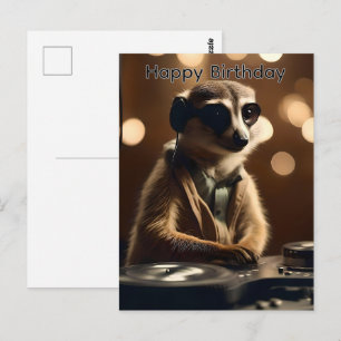 DJ Meerkat: Nummer draaiend, verjaardagskaartje Briefkaart