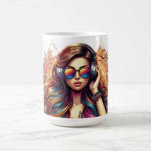 DJ Meisje Levendige illustratie Koffiemok