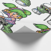 DJ Meisje met groen haar en hoofdtelefoon Cadeaupapier (Hoek)