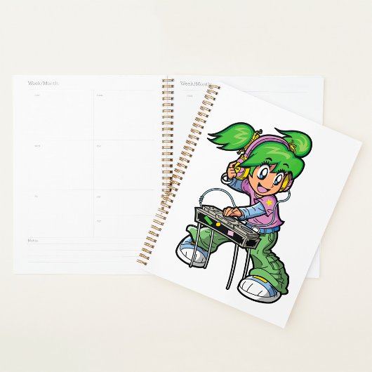 DJ Meisje met groen haar en hoofdtelefoon Planner