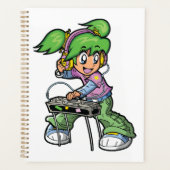 DJ Meisje met groen haar en hoofdtelefoon Planner (Voorkant)