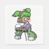 DJ Meisje met groen haar en hoofdtelefoon Servet (Voorkant)